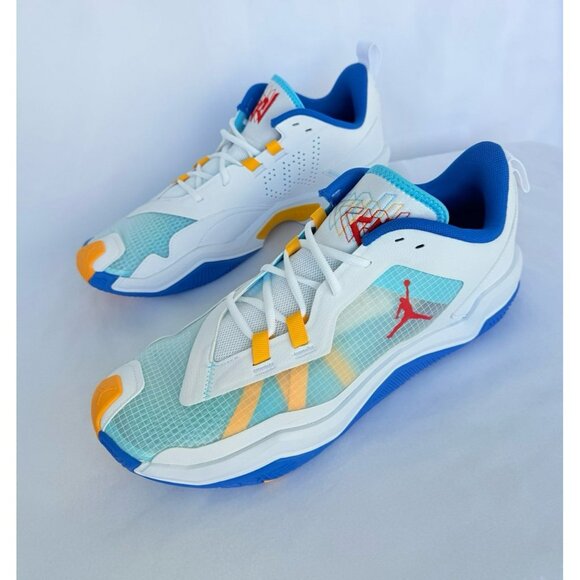 13 MEN'S NIKE JORDAN 1 ONE TAKE 4 WHITE BLUE DO7193-164 BASKETBALL SNEAKERS - Picture 3 of 9